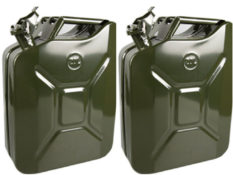 Buy 2PCS Jerry Can 20L Gas Petrol Diesel Fuel Army Backup Metal Steel Tank  Online
