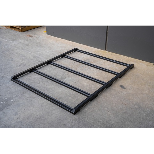 Black Low Profile Aluminium Full Roof Rack 1.6m x 1.45m with Unistruts - ezToolbox Aluminium Ute Trays, Aluminium Canopies and Alloy Toolboxes