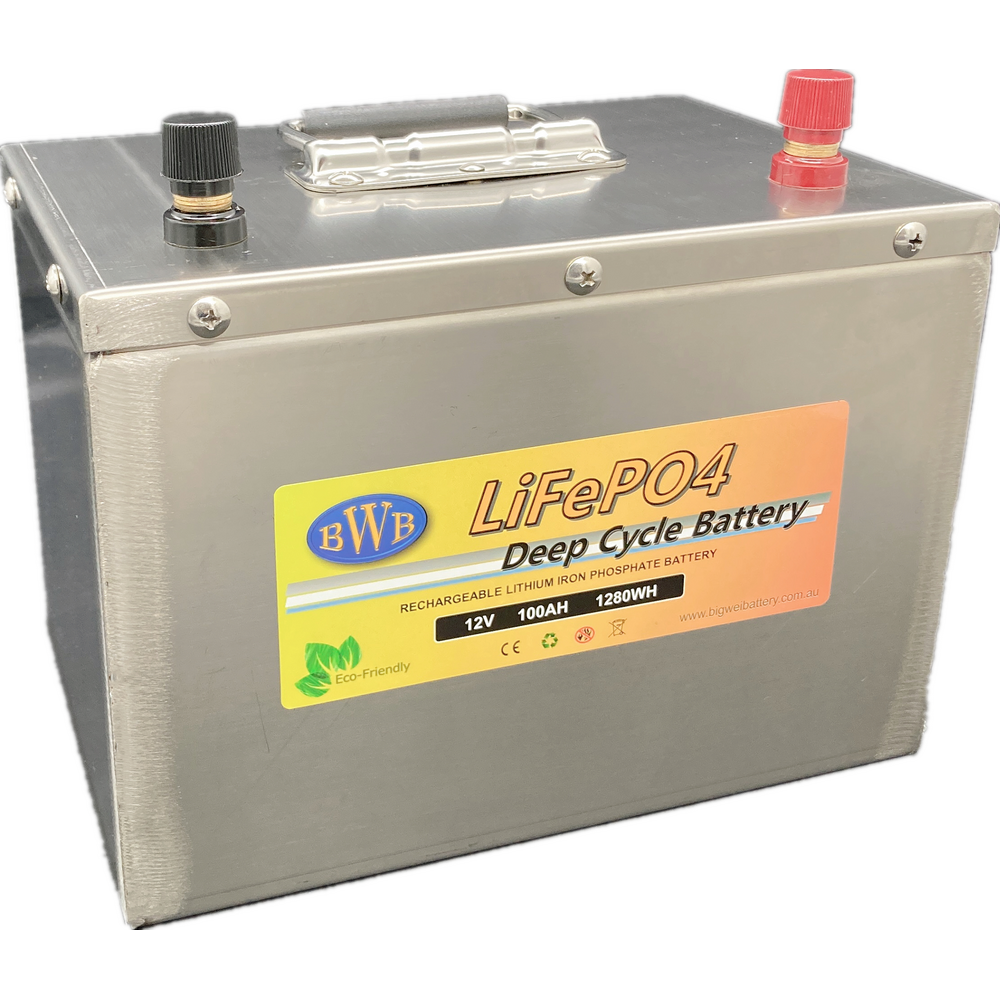 12V 100AH Lithium Battery LiFePO4 Deep Cycle Stainless Steel Camping RV - ezToolbox Aluminium Ute Trays, Aluminium Canopies and Alloy Toolboxes